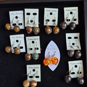 Bundle of 10 Multicolor Pierced Earrings With 10 Organza Gift Bags (J22)